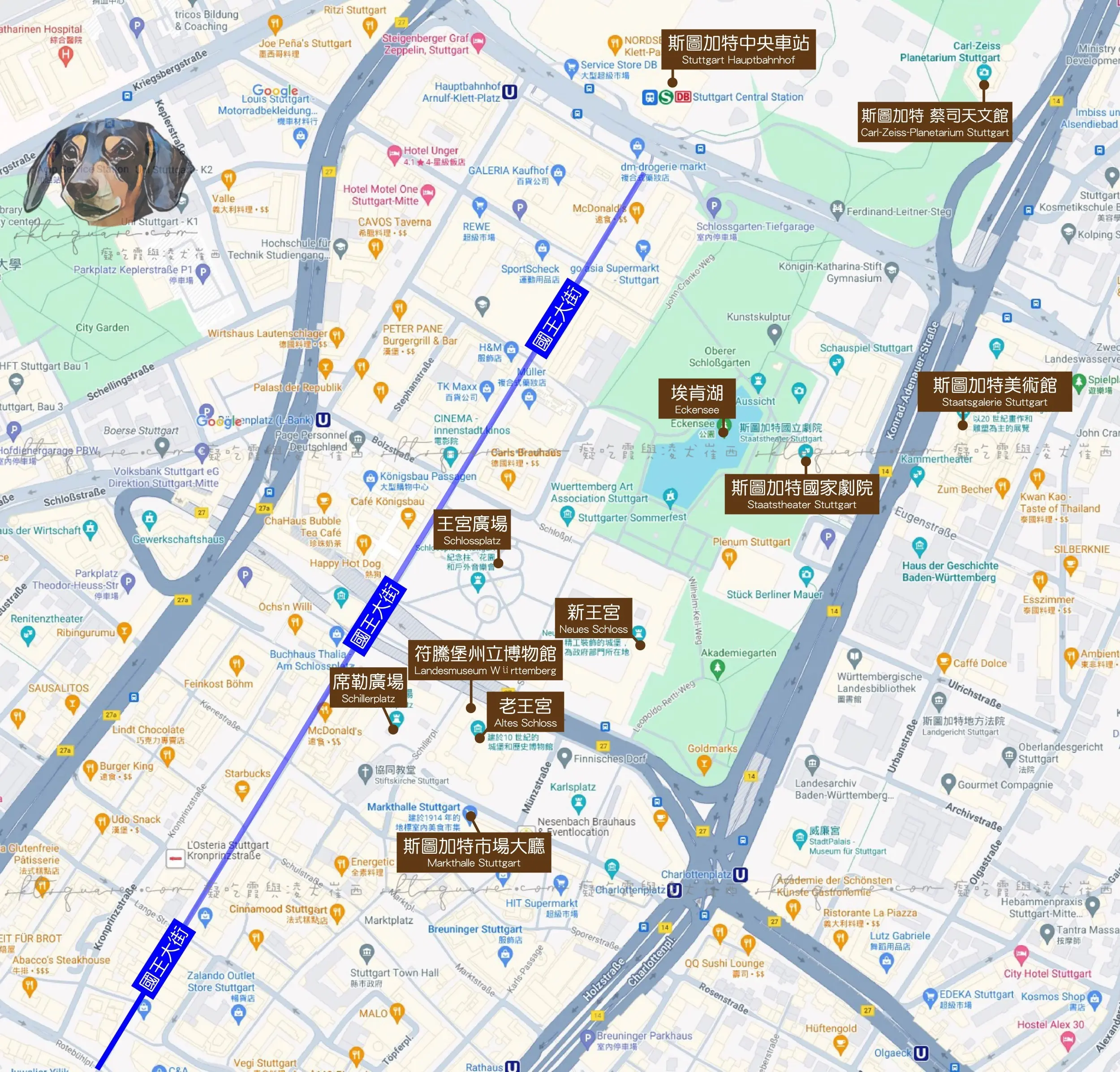 斯圖加特 景點地圖 城中區 / Stuttgart city ​​center attractions map