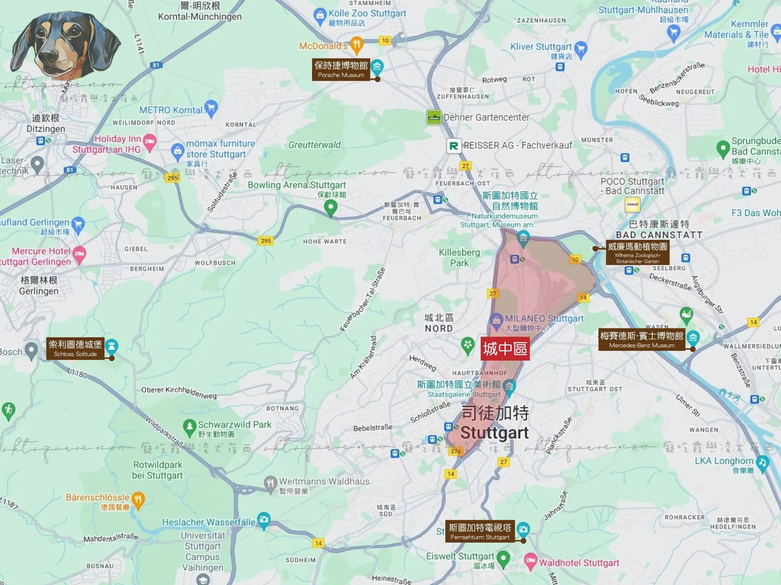 斯圖加特 景點地圖 市郊 / Stuttgart suburbs attractions map